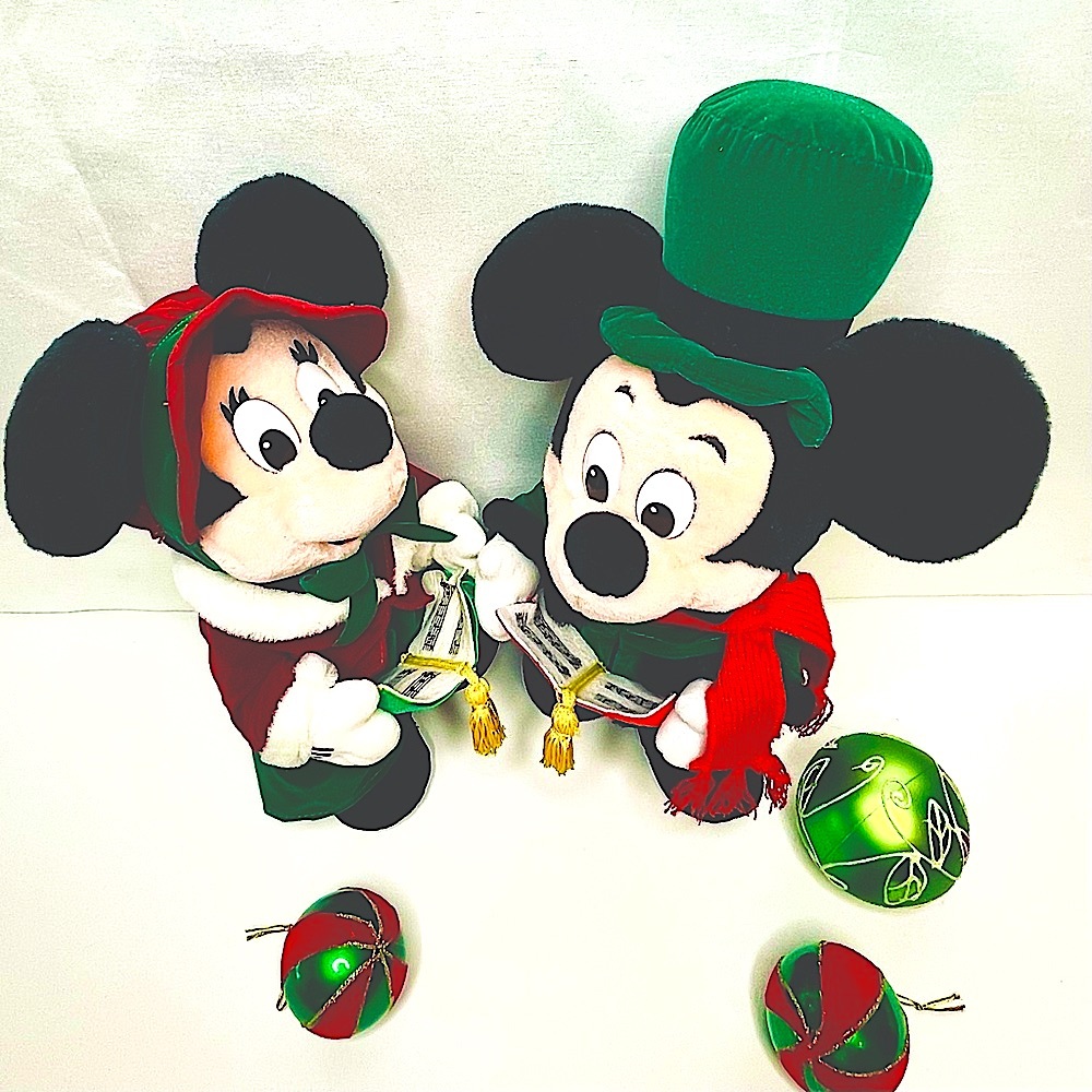 Disney Minnie & Mickey Mouse Plush Standing Carolers 17” Like New! - Picture 2 of 13